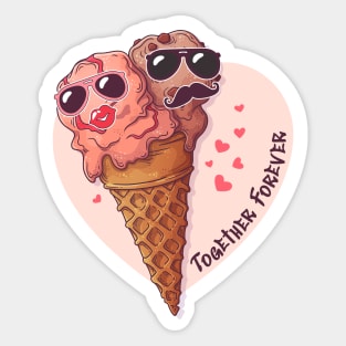 Together Forever Ice Cream Cones Couple Sticker